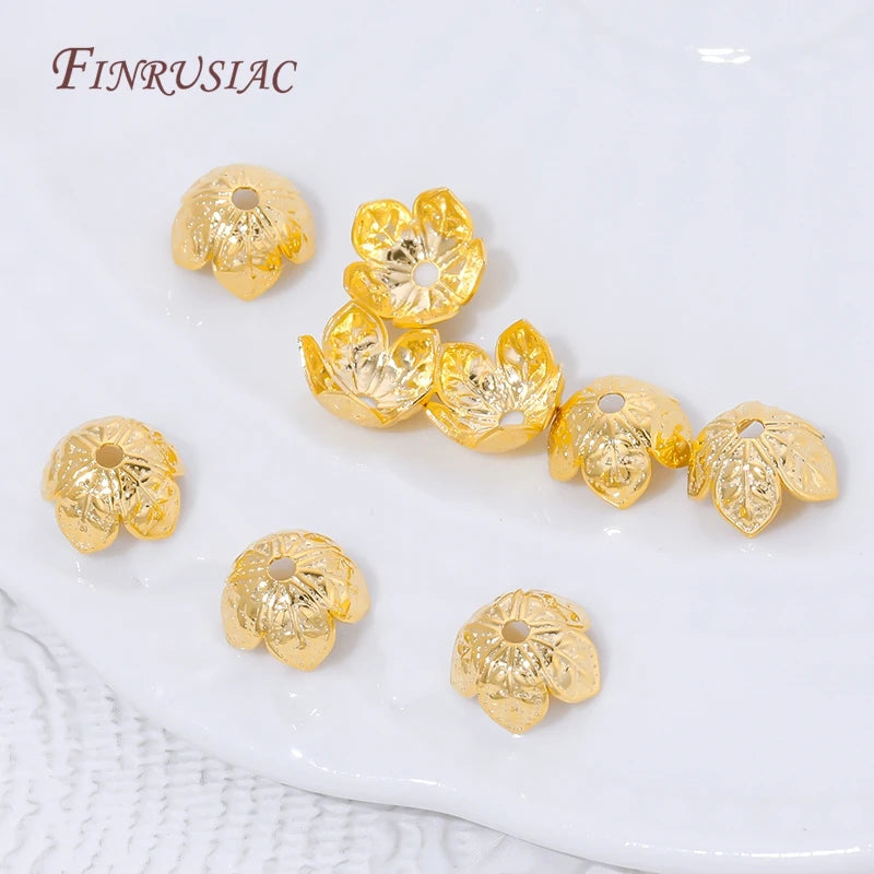 18K Gold Plated Brass Bead Caps – Flower DIY Jewelry Findings Jewelry Bead Caps P3