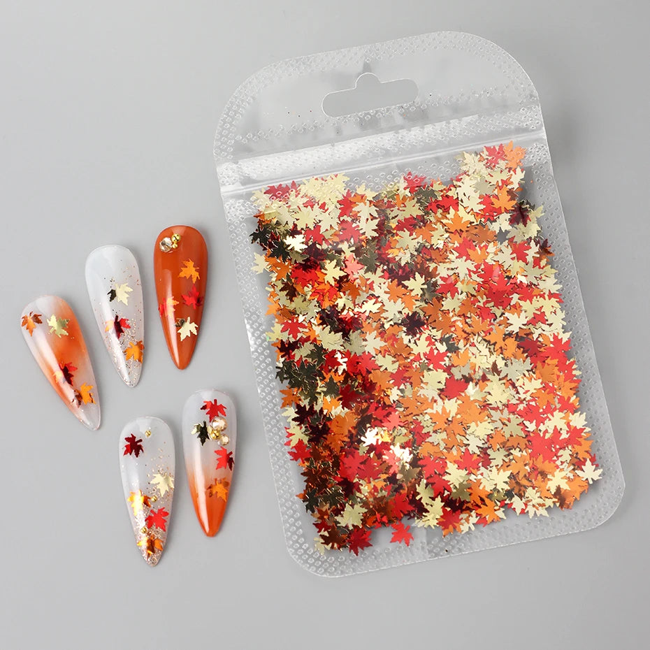 Maple Leaf Nail Art Charms – Autumn Sequins Decorations Nail Art Charms P3 1Pack F-222
