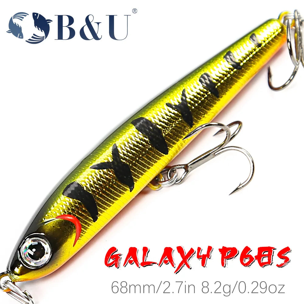 B&U Sinking Pencil Bait 68mm 8.2g – Bass Trout Sea Fishing Lure Sinking Fishing Lure P3