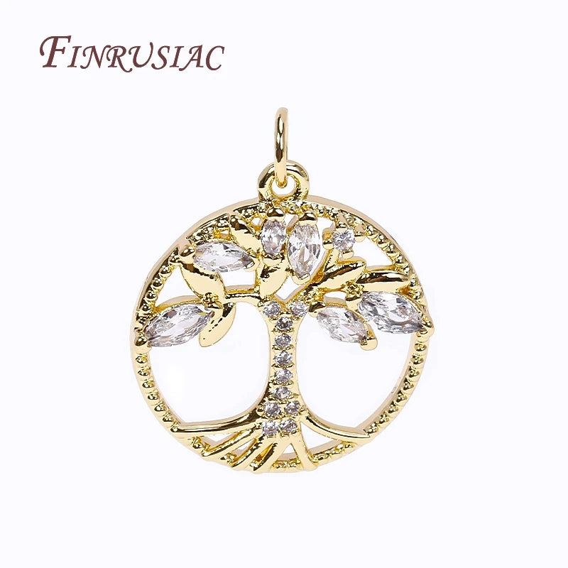 18K Gold Plated Zircon Tree Charm Pendant – DIY Jewelry Making Jewelry Pendant Charm P3