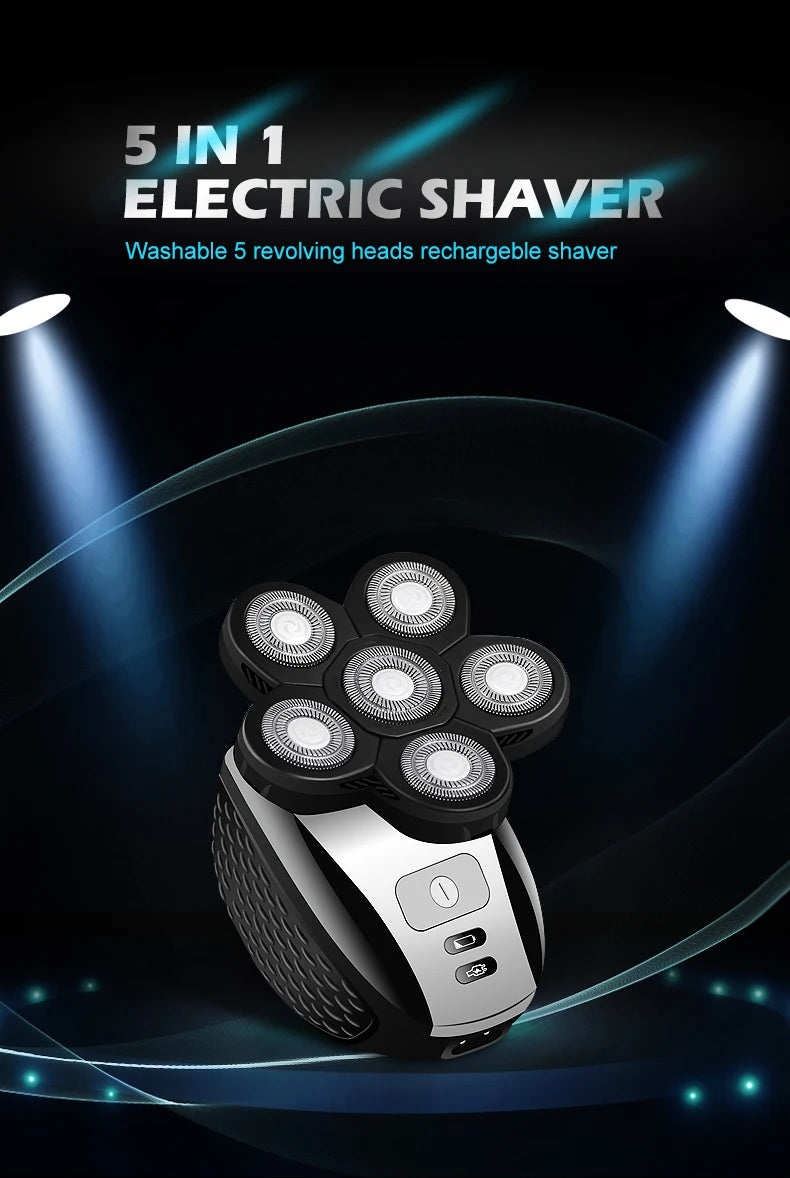 6-in-1 Men's Cordless Electric Rotary Shaver | USB Rechargeable Electric Rotary Shaver P3