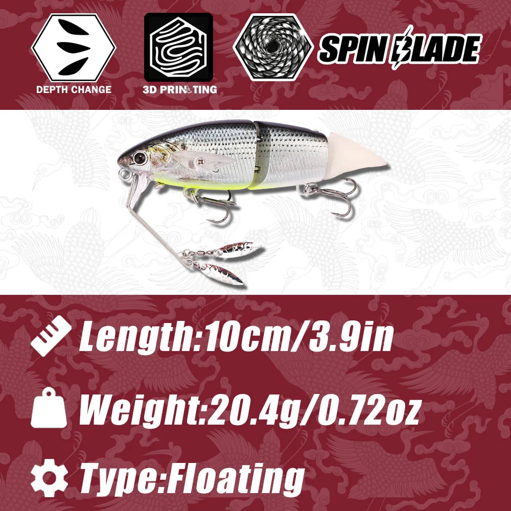 B&U 10cm Jointed Glide Swimbait – S-Curve Hard Lure Bass Pike Jointed Swimbait Lure P3