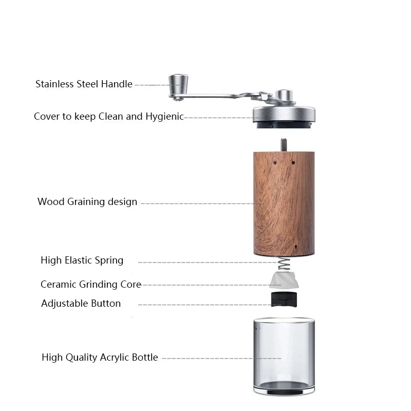 DUTRIEUX Manual Coffee Bean Grinder – Portable Wood & Steel Manual Coffee Grinder P3