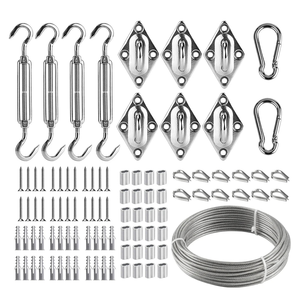 Shade Sail Hardware Kit – 304 Stainless Steel & 30M Wire Rope Shade Sail Hardware Kit P3 Default Title