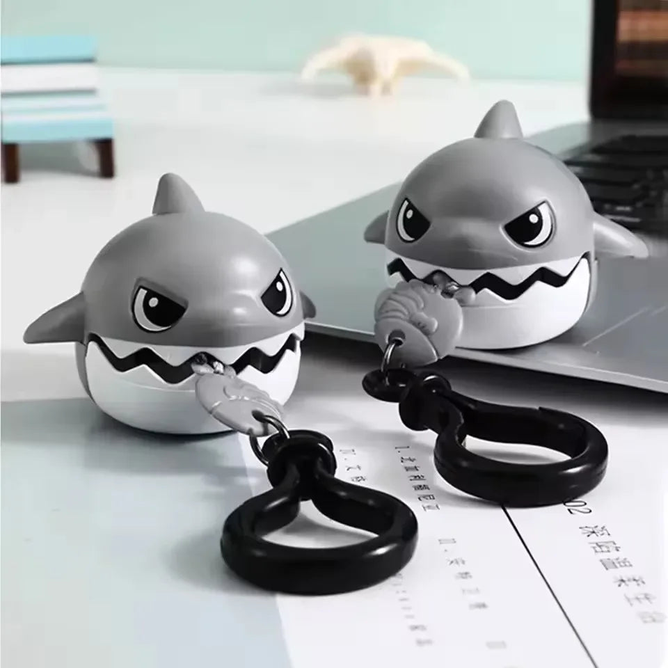 Pull Line Nibbling Shark Keychain – Cute Cartoon Bag Pendant Novelty Keychain P3