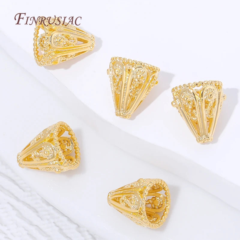 18K Gold Plated Filigree Cone Bead Caps | DIY Jewelry Making Jewelry Findings P3