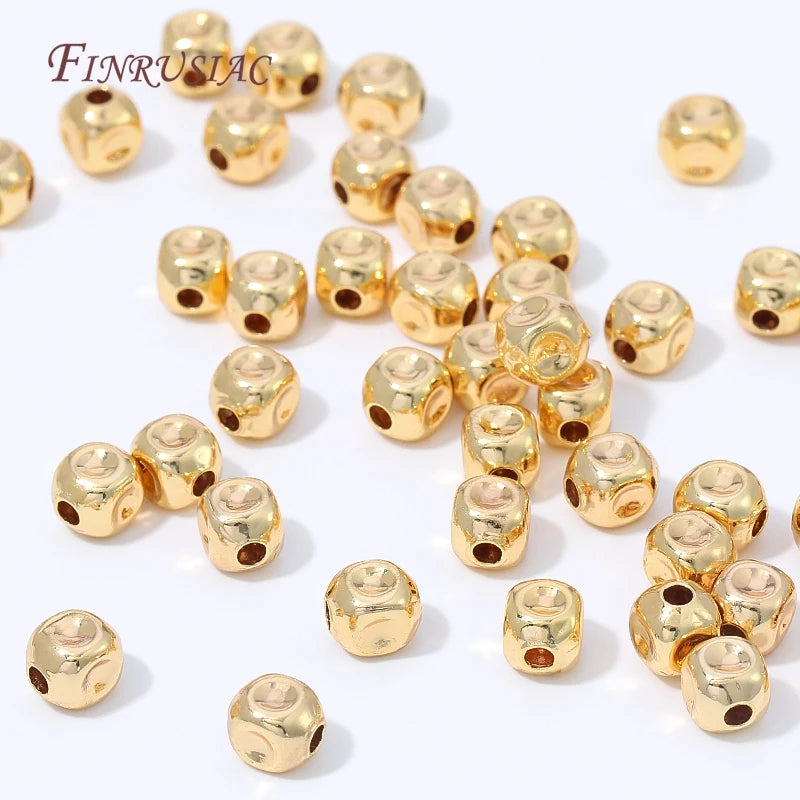 18K Gold Plated Spacer Beads | Brass Crushed Beads 10/20Pcs Jewelry Spacer Beads P3
