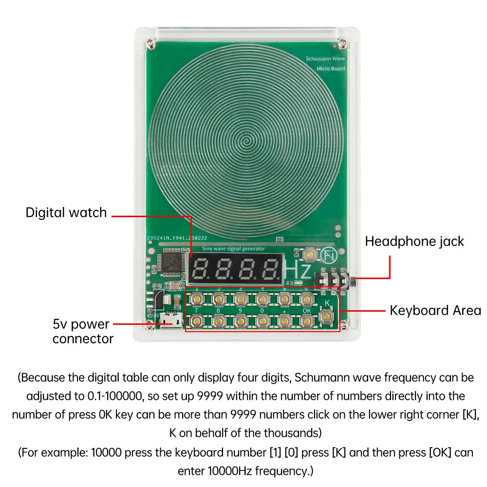 Gaqqee Schumann Wave Generator 0.1–100kHz Sine Wave USB Signal Generator P3