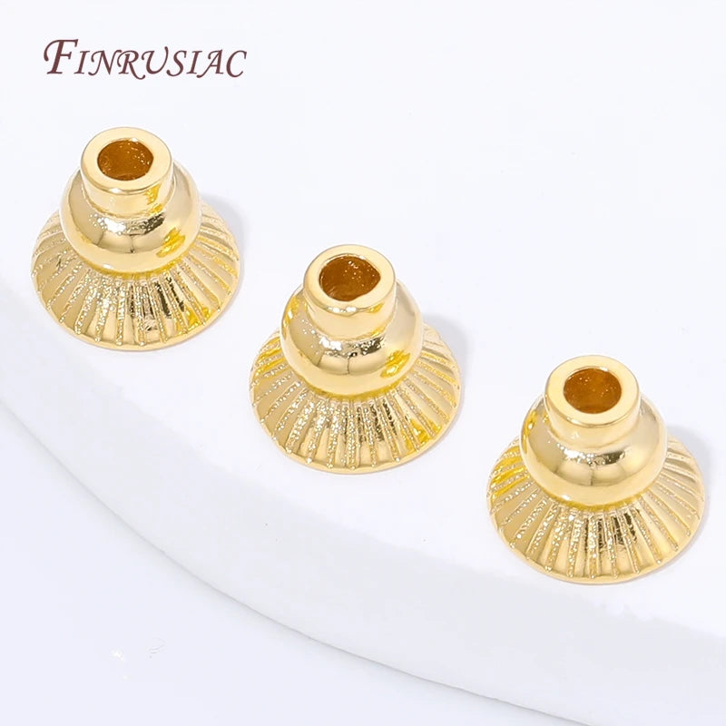18K Gold Plated Bell Tassel End Caps | Brass Bead Findings Jewelry Bead Cap Findings P3