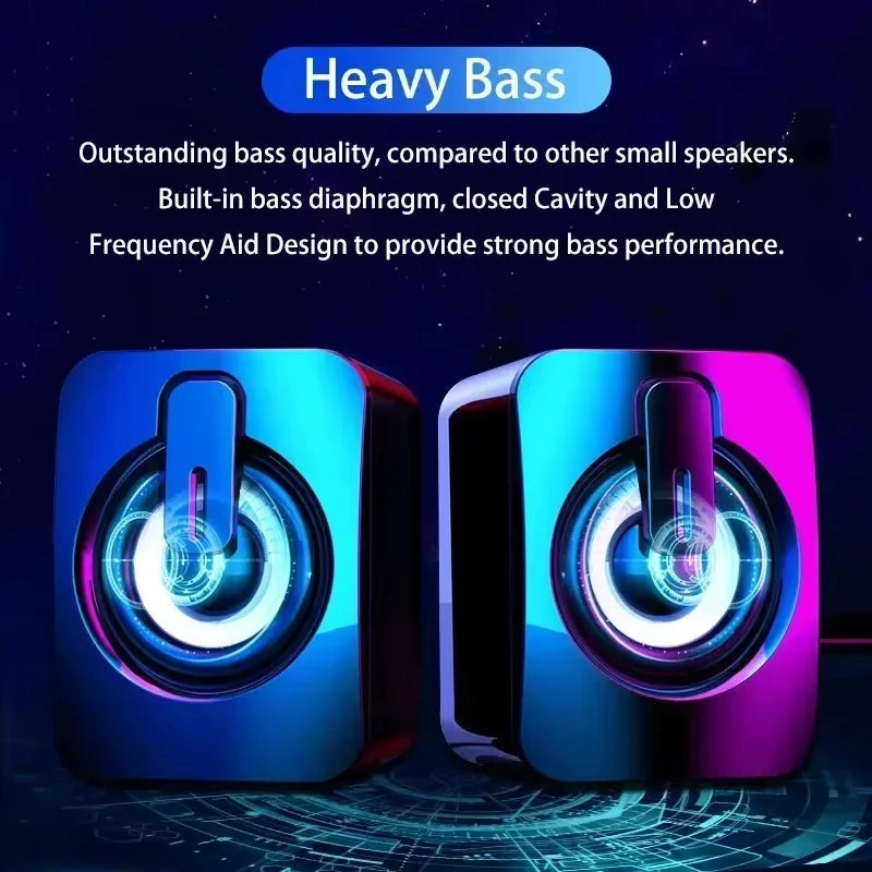 NOCCLILI HiFi Stereo PC Speakers – USB Mic & LED Light PC Desktop Speakers P3