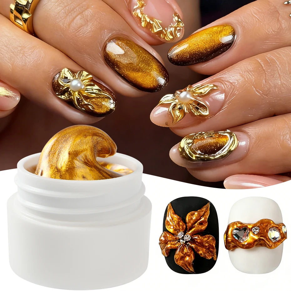 5g 3D Chrome Sculpting Gel – Gold & Silver UV Nail Builder Nail Builder Gel P3