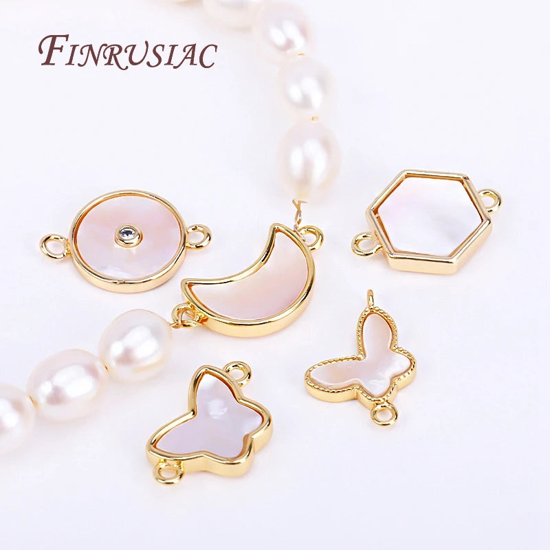 18K Gold Plated Shell Geometry Connector Charms | DIY Pendants Connector Pendant Charms P3