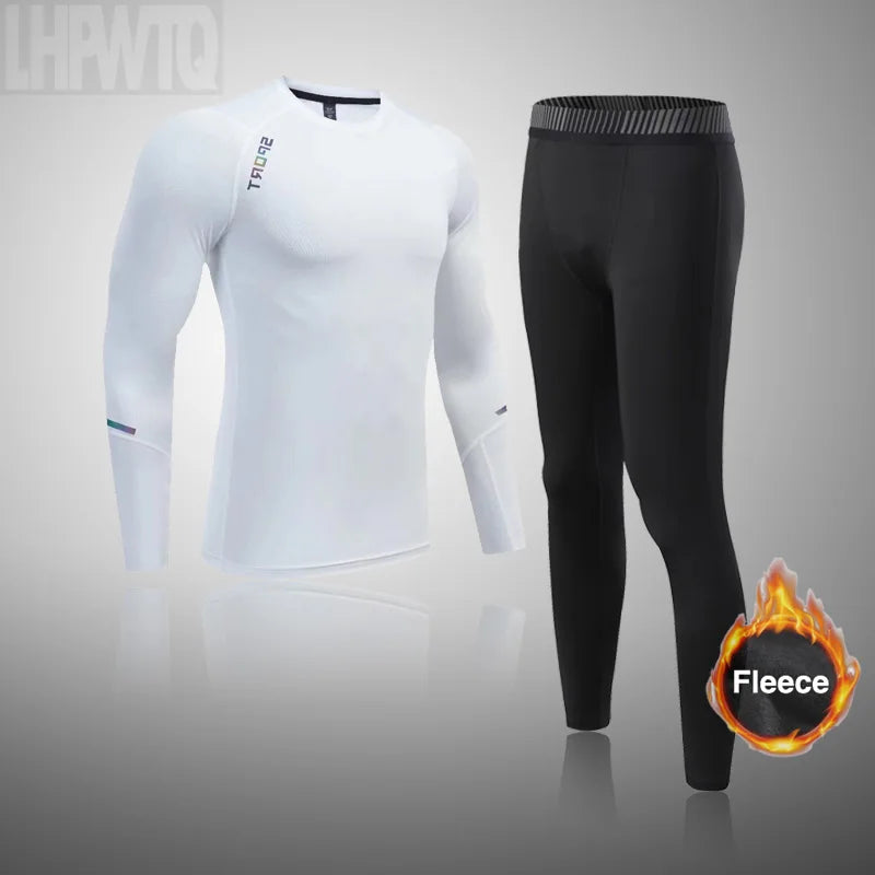 Men's Fleece-Lined Thermal Long Johns Set | Top & Pants Thermal Underwear Set P3 Sets L