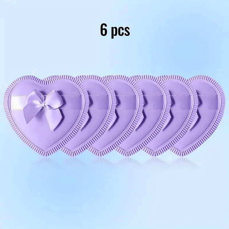 6-Pack Heart-Shaped Makeup Sponge Puffs – Dry & Wet Use Makeup Sponge Puff P3 Purple-6pcs