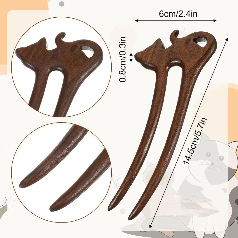 Handmade Wooden U-Shape Hair Fork – Vintage Carved Hair Stick Wooden Hair Fork P3