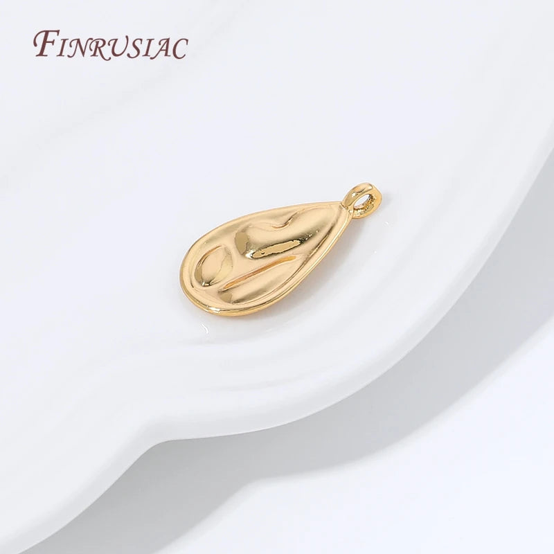 18K Gold Plated Teardrop Charms | Brass Water Drop Pendants Jewelry Making Charms P3