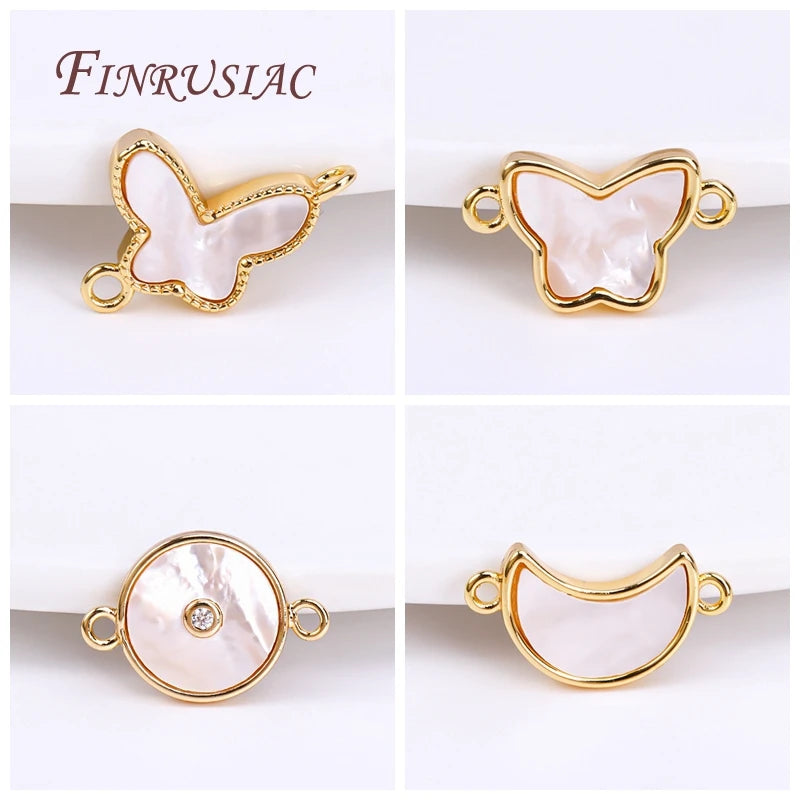 18K Gold Plated Shell Geometry Connector Charms | DIY Pendants Connector Pendant Charms P3