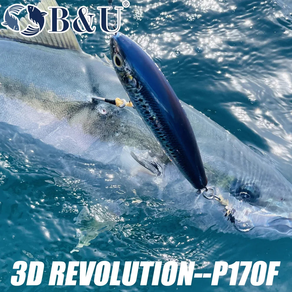 B&U 170mm Floating Pencil Lure | Topwater Saltwater Hard Bait Topwater Fishing Lure P3