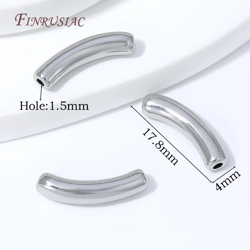 18K Gold Plated Curved Tube Spacer Beads – DIY Jewelry Findings Jewelry Spacer Beads P3 Rhodium Plated 2 pieces