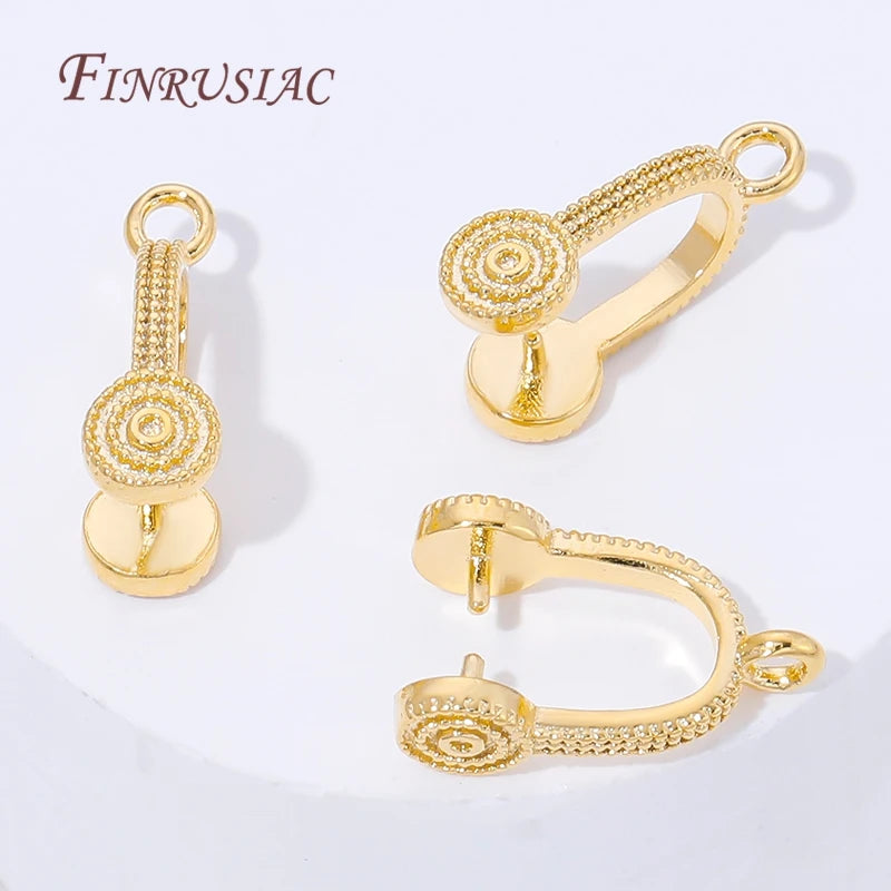 18K Gold Plated Brass Pinch Bails – Concentric Circle Pendant Clips Jewelry Findings P3