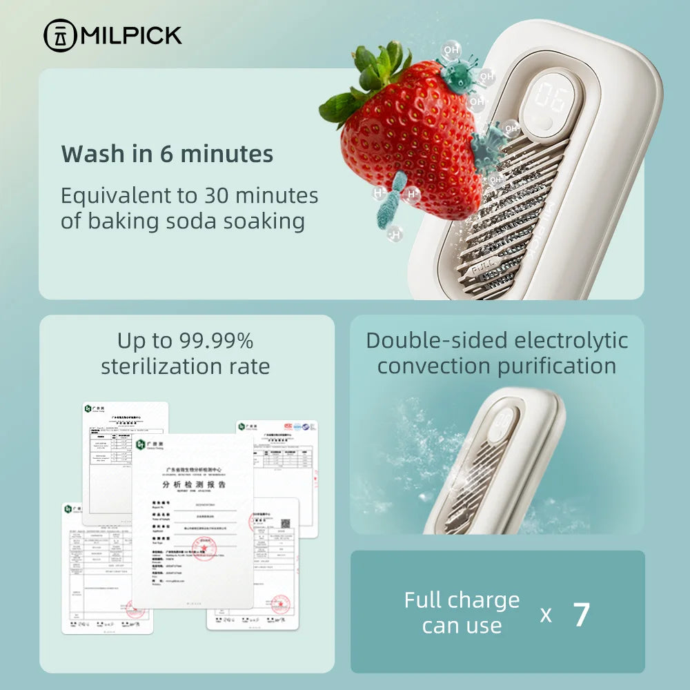 Wireless Fruit & Vegetable Purifier – Ion Food Cleaner IPX7 Food Purifier P3