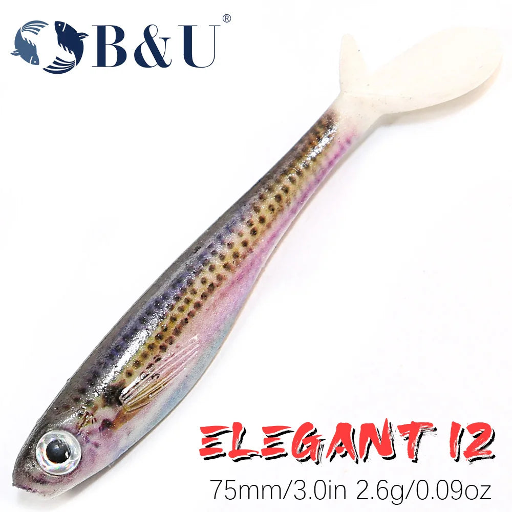 B&U 75mm Paddle Tail Shad Soft Swimbait Lures – 3 Pack Soft Swimbait Lure P3