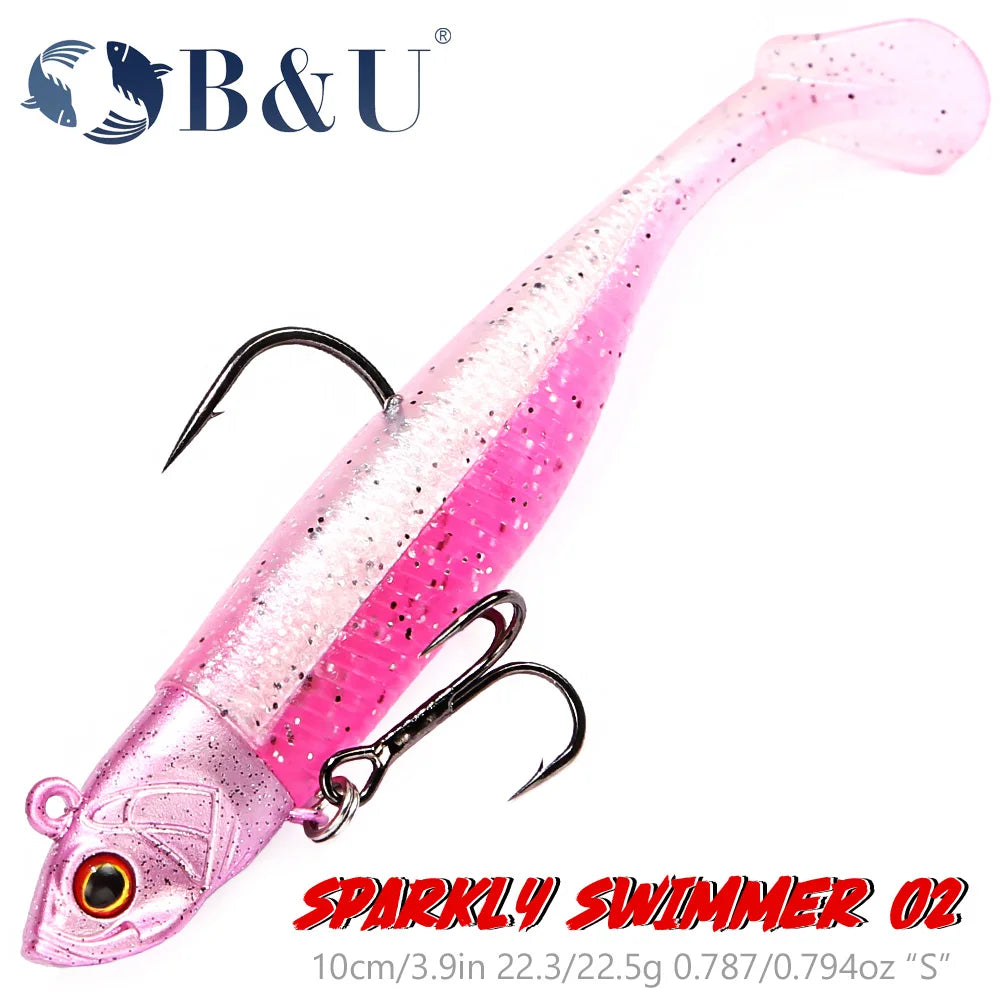 B&U Soft Swimbait Jig Head Spinner Lure – Saltwater Bass Soft Fishing Lure Set P3