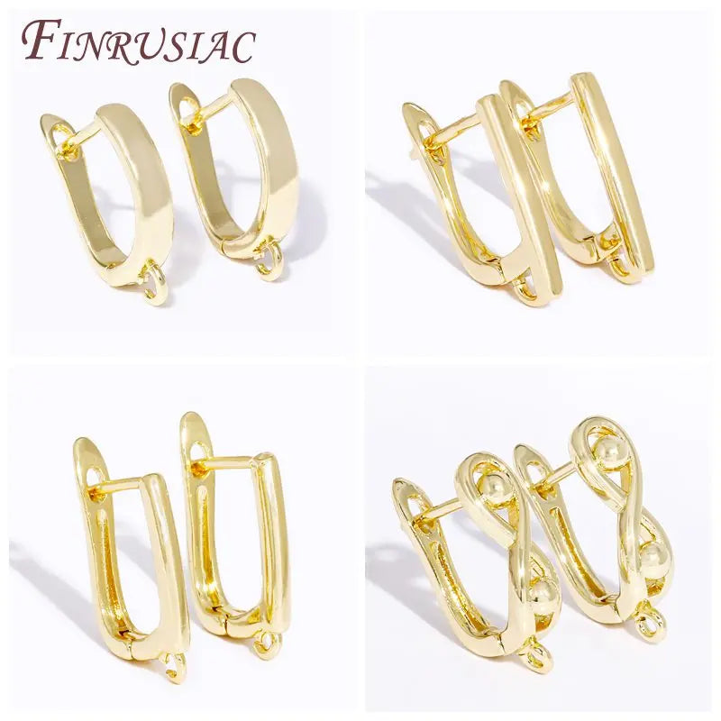 18K Gold Plated Brass Zircon Earwire Hook Clasps – DIY Findings Earring Findings P3