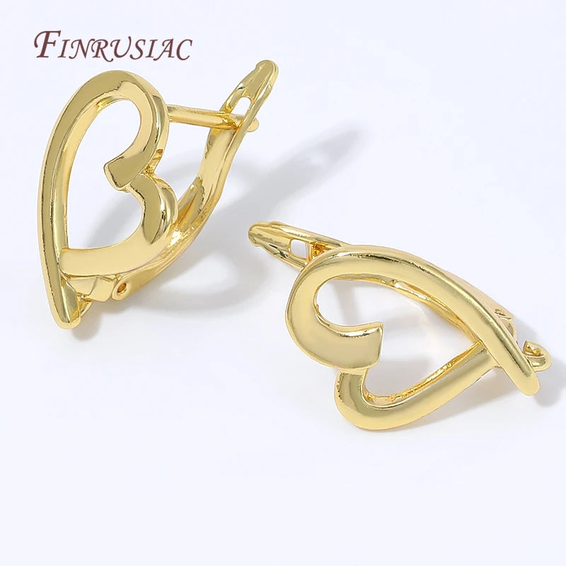 18K Gold Plated Huggie Earring Findings – Zircon Heart Lever Back Earring Findings P3