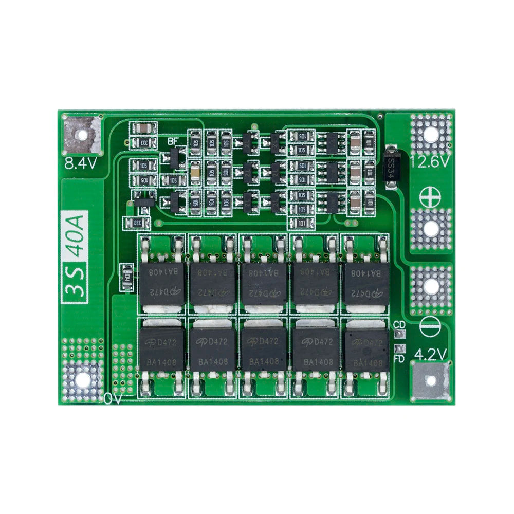 BMS 3S 12V 40A Lithium Battery Protection Board – 18650 Battery Protection Board P3