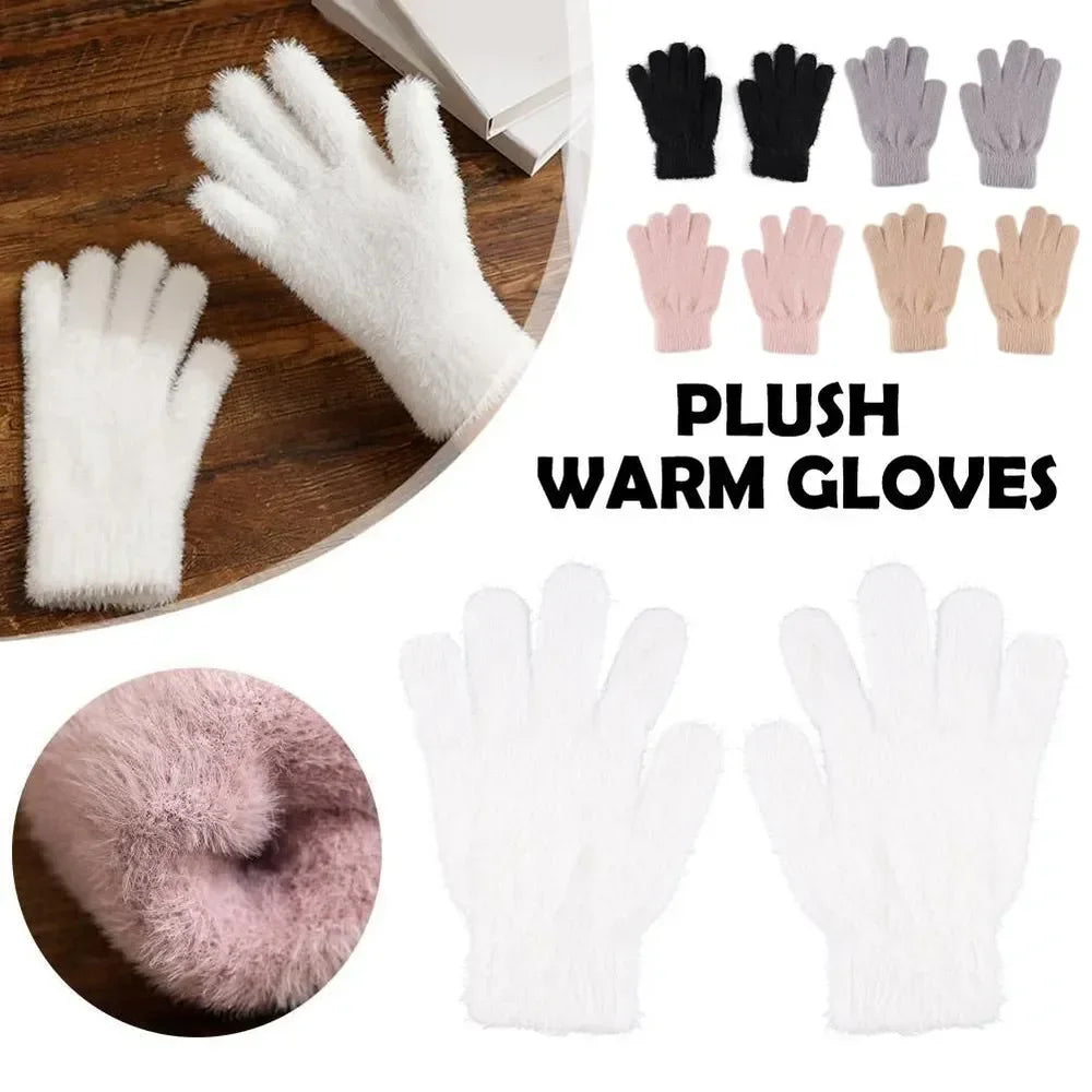 Faux Mink Fur Plush Winter Gloves – Unisex Warm Knit Outdoor Winter Plush Gloves P3