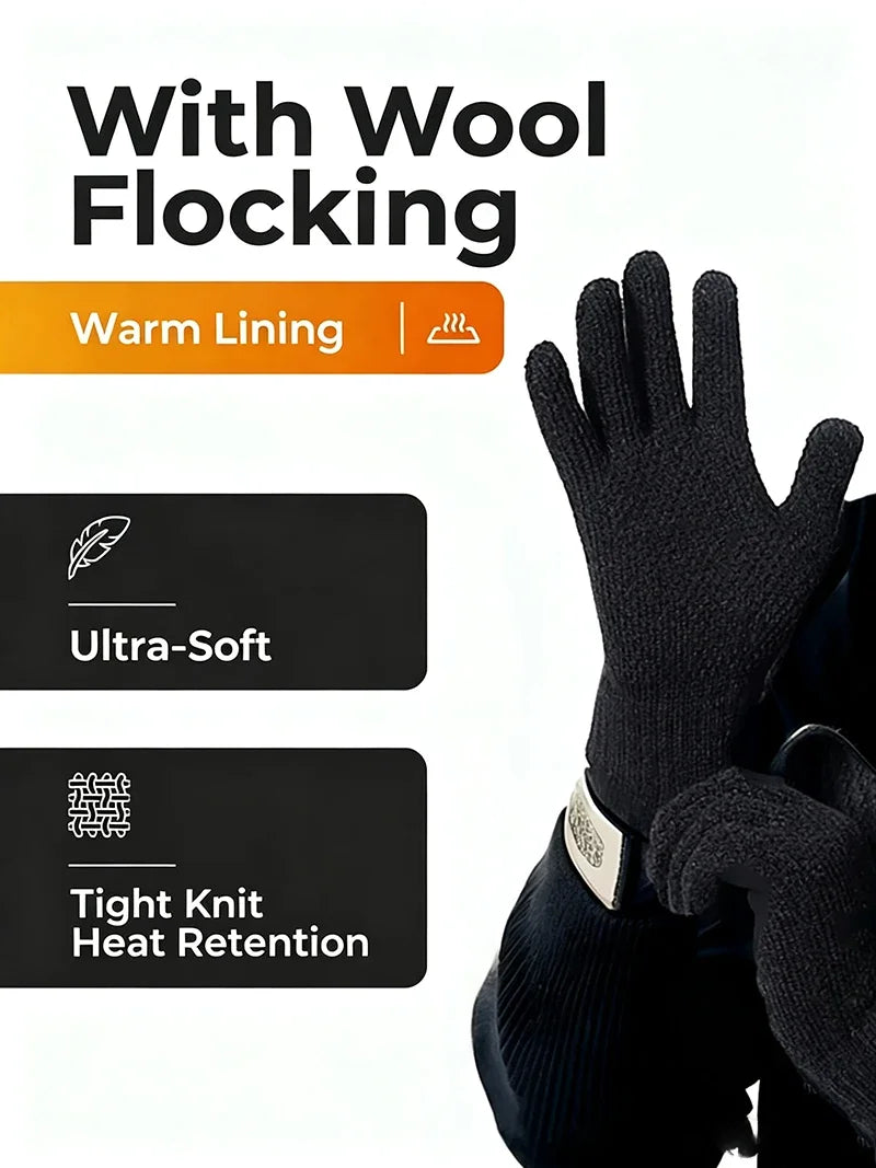 Men's Thermal Fleece Knit Gloves | Touch Screen Winter Warm Winter Knit Gloves P3