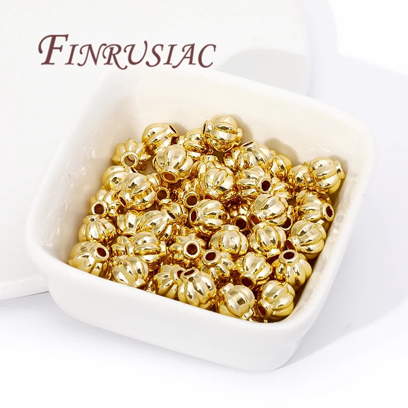 18K Gold Plated Lantern Spacer Beads 4mm 6mm 8mm | DIY Jewelry Jewelry Spacer Beads P3 14K Real Gold Plated 6mm-20pcs
