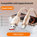 6A 100W Braided USB-A to USB-C Fast Charging Cable 480Mbps USB Charging Cable P3 Gold USB A To C 2m