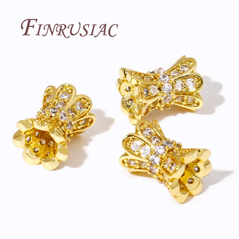 18K Gold Plated Zircon Spacer Beads – DIY Bracelet Jewelry Making Jewelry Spacer Beads P3