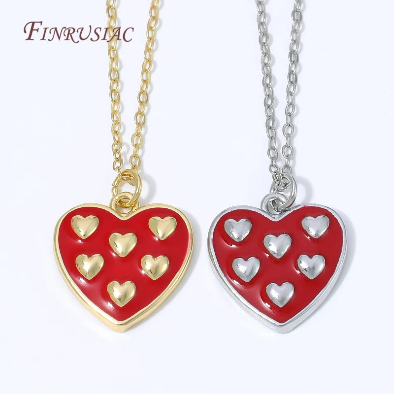 Red Enamel Heart Charms 18K Gold Plated DIY Pendant Jewelry Charm Pendant P3