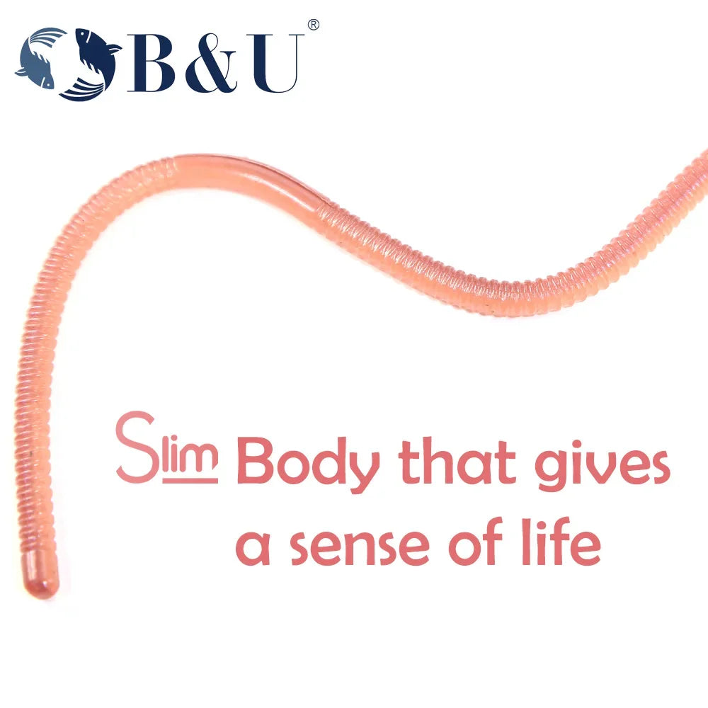 B&U 280mm Soft Earthworm Lure – Slow Sinking Bass Bait 6 Pack Soft Fishing Lure P3