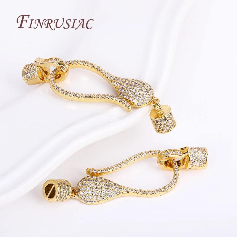 18K Gold Plated CZ Clasp Connector for Pearl Necklace DIY Jewelry Jewelry Clasp Connector P3