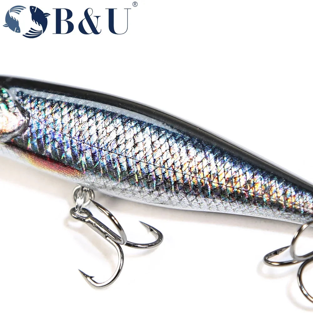 B&U 68mm 3D Suspending Minnow Jerkbait – Bass Pike Lure Suspending Minnow Lure P3