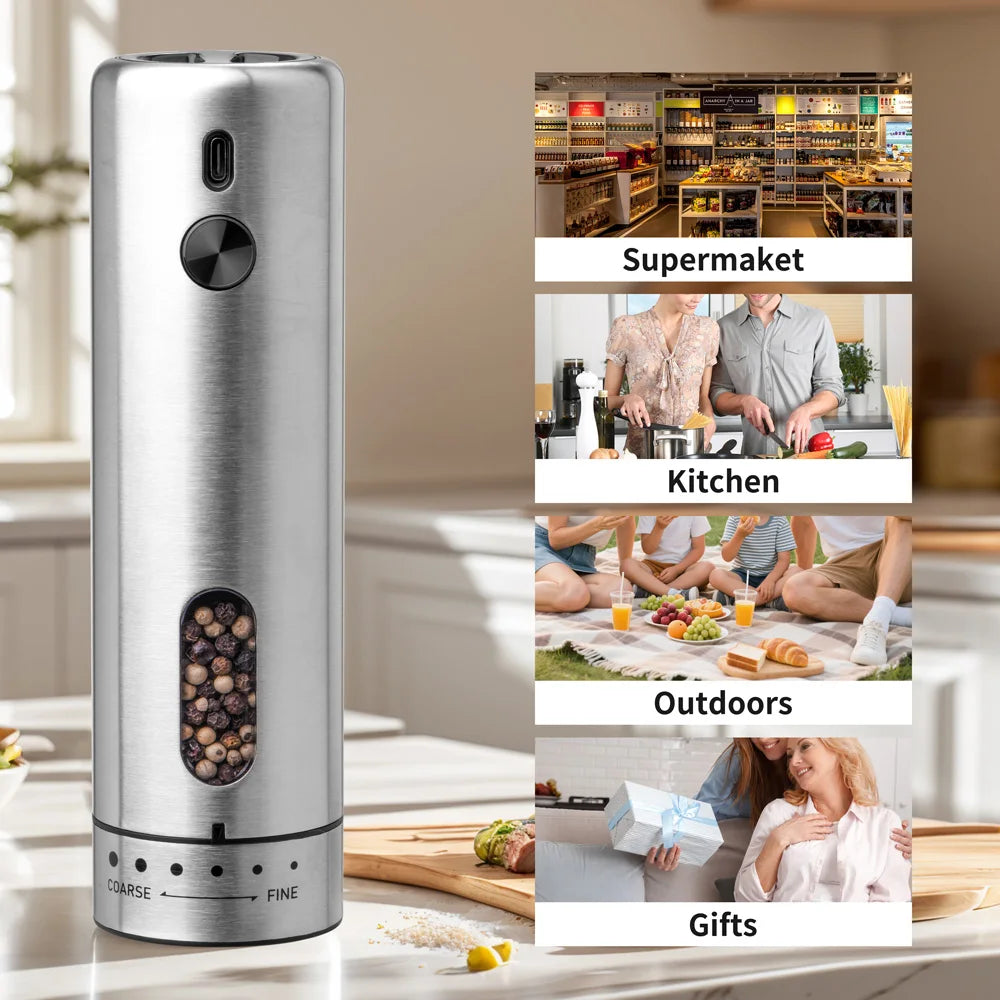 CLITON Electric Salt & Pepper Grinder Set | USB Rechargeable Electric Spice Grinder P3