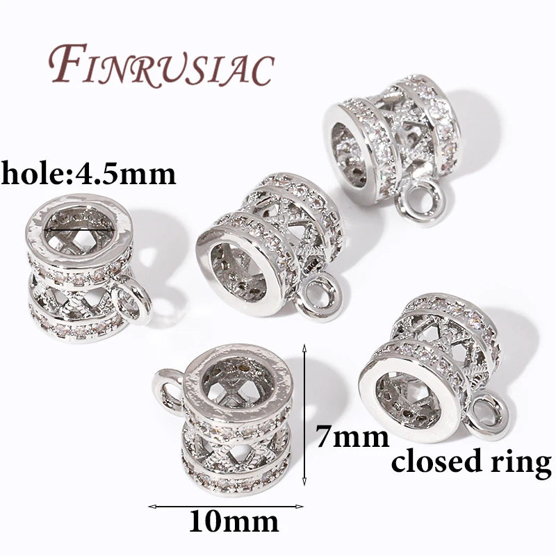 18K Gold Plated Zircon Pendant Bail Connectors | DIY Jewelry Pendant Bail Connector P3 Rhodium Plated 6 Pieces
