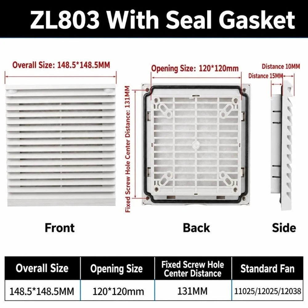 ABS Vent Grille Dustproof Waterproof Louver Fan Cover Louver Vent Grille P3 803 With Seal Gasket