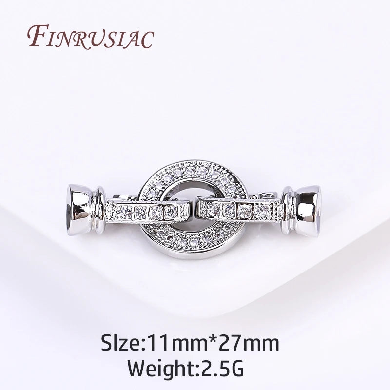 18K Gold Plated CZ Fold Over Clasp for DIY Jewelry Making Jewelry Clasp Finding P3 Rhodium Plated 1 Piece