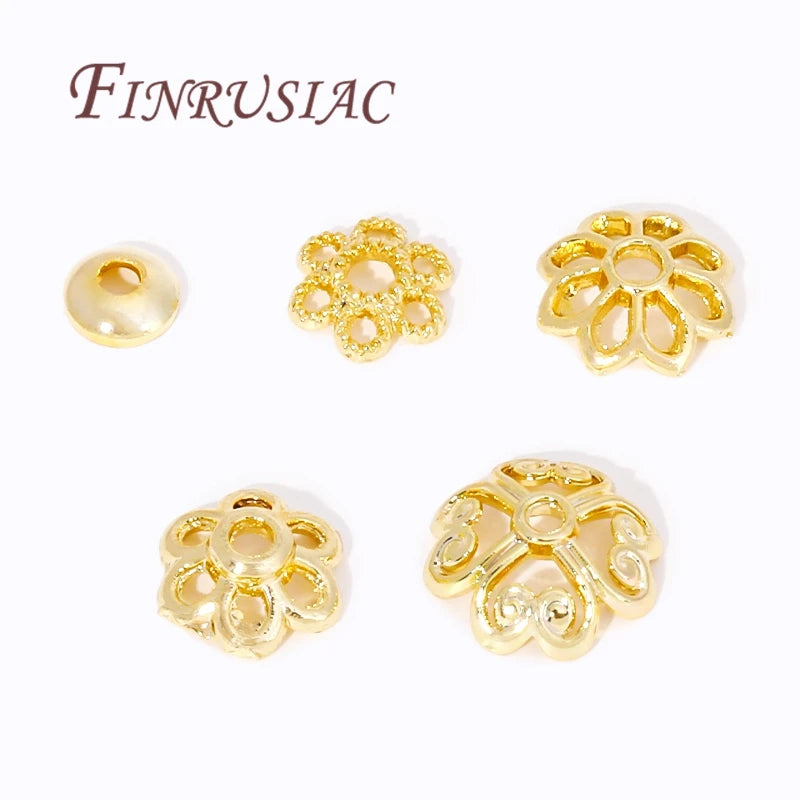 18K Gold Plated Brass Hollow Flower Bead Caps | DIY Jewelry Jewelry Bead Caps P3