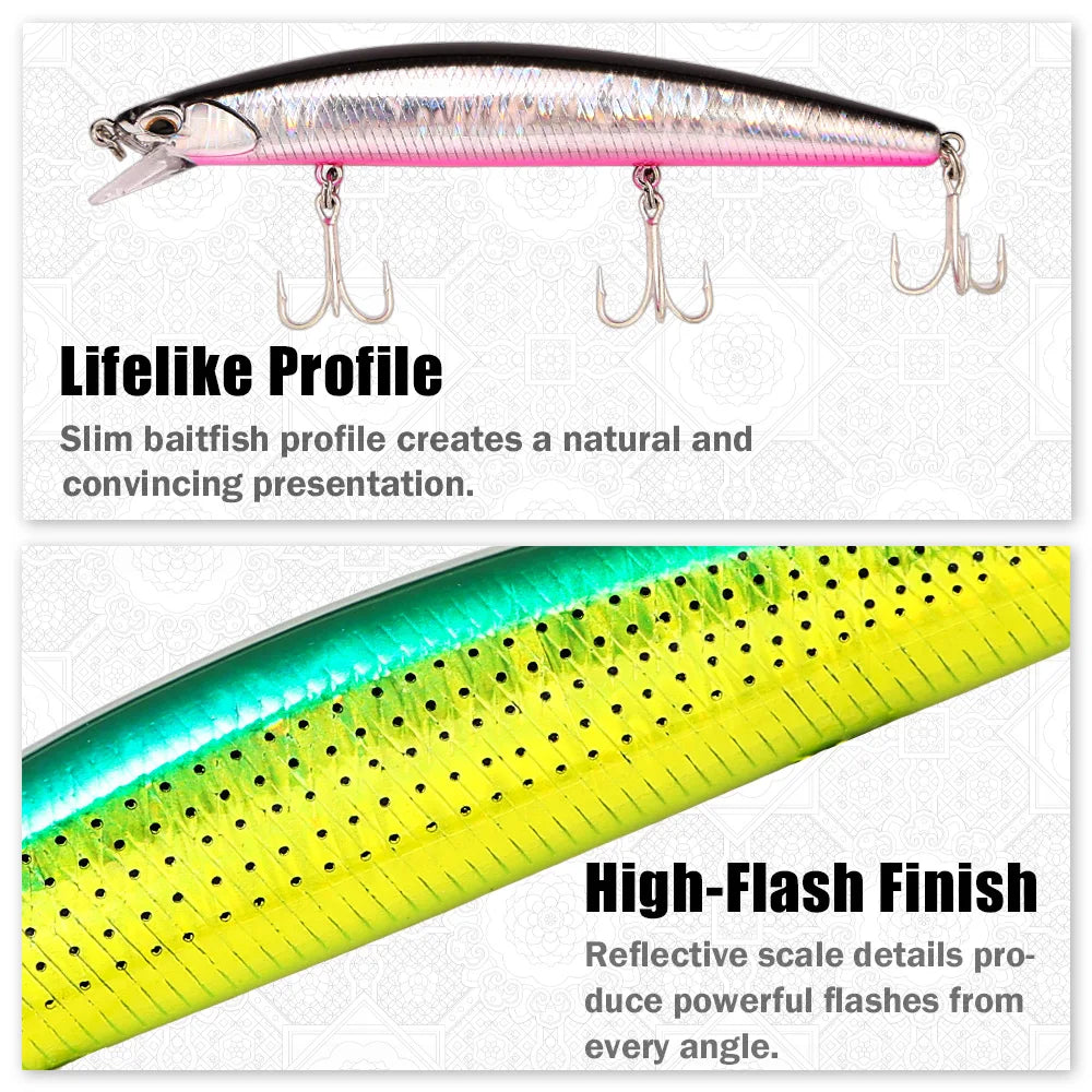 B&U 120mm Saltwater Floating Minnow Lure – Long Cast Jerkbait Saltwater Fishing Lure P3