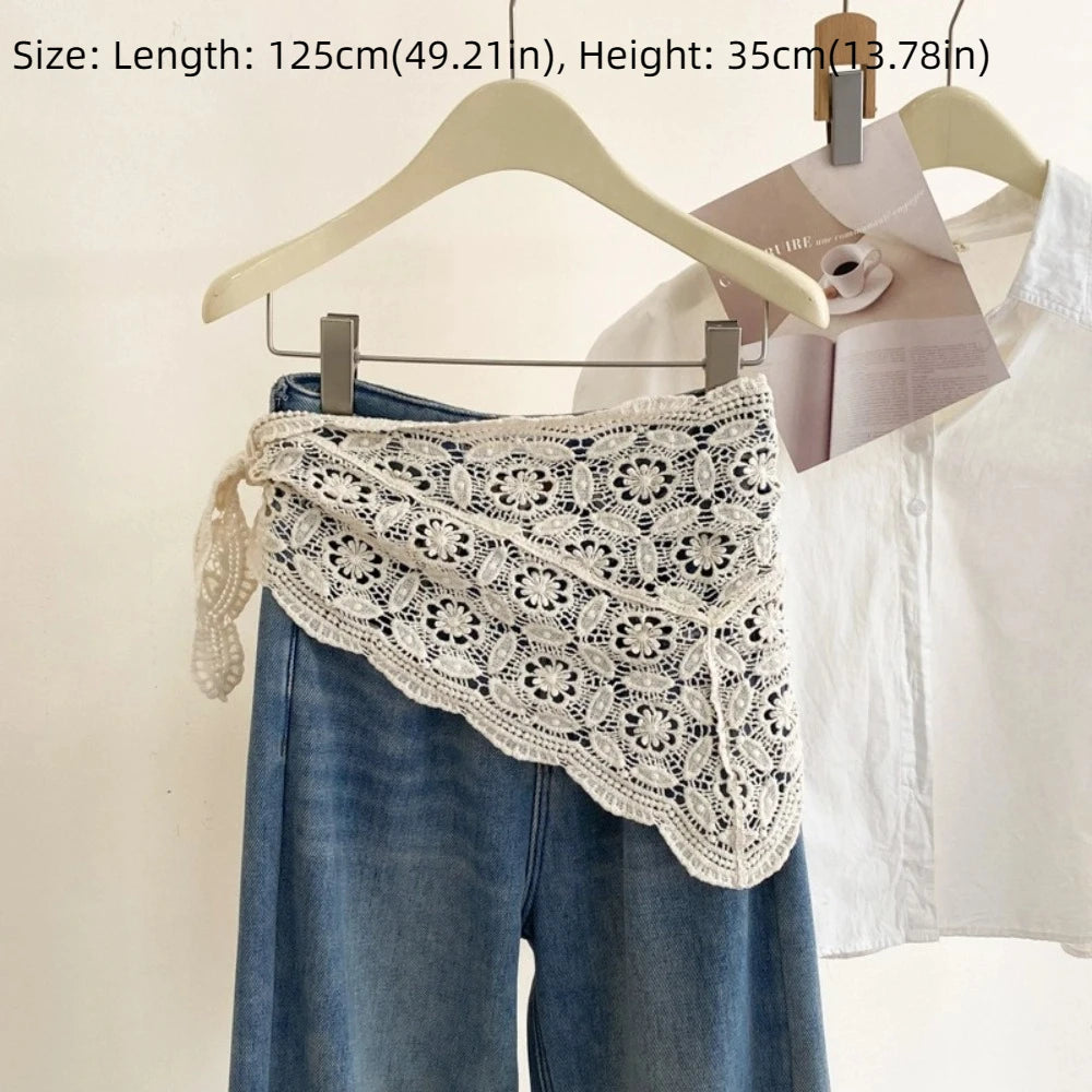 Women's Lace Trim Hollow-Out Slim Fit Mini Skirt – Y2K Style Mini Skirt P3
