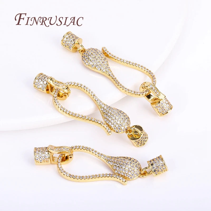 18K Gold Plated CZ Clasp Connector for Pearl Necklace DIY Jewelry Jewelry Clasp Connector P3