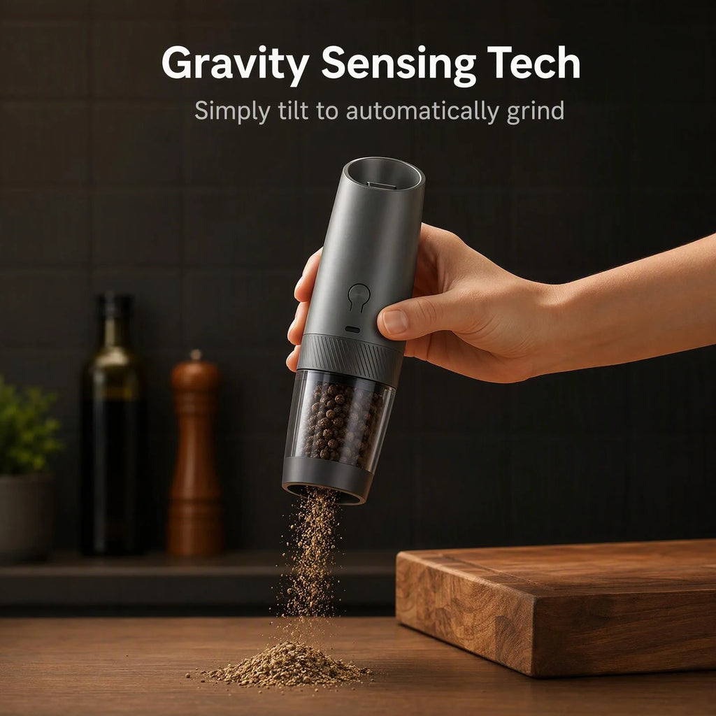 Electric Gravity Salt & Pepper Grinder Set – USB-C Rechargeable Electric Spice Grinder P3