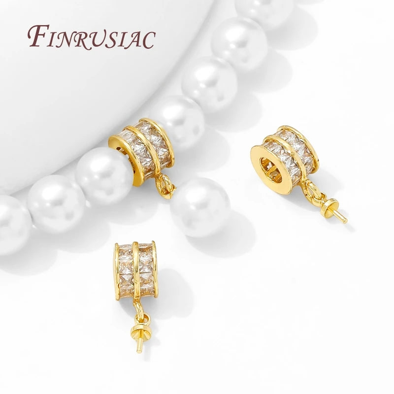 18K Gold Plated Brass Zircon Pearl Charm Pendants – DIY Jewelry Jewelry Charm Pendant P3