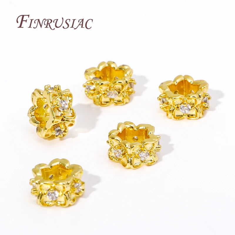 18K Gold Plated Brass Zircon Bead Separators – DIY Jewelry Jewelry Making Beads P3